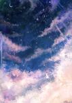  1girl axleaki chinese_commentary clouds cloudy_sky commentary_request crescent_moon dated dress dutch_angle floating floating_hair highres long_hair moon original reflection silhouette sky solo star_(sky) star_(symbol) starry_sky twitter_username wide_shot 