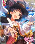 black_hair blush character_name dress idolmaster_million_live!_theater_days nakatani_iku pirate_costume red_eyes short_hair smile wink