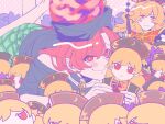  2girls bare_shoulders blonde_hair chain character_doll chinese_clothes closed_mouth dress fumo_(doll) hair_between_eyes hat hecatia_lapislazuli junko_(touhou) long_hair long_sleeves looking_at_viewer multiple_girls polos_crown pom_pom_(clothes) raya_(uk_0128) red_eyes redhead shirt short_sleeves skirt smile t-shirt too_many too_many_dolls touhou wide_sleeves 