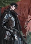  1boy armor atie1225 black_hair cape fantasy horse keith_(voltron) knight male_focus scar scar_on_face sheath sheathed solo sword violet_eyes voltron:_legendary_defender voltron_(series) weapon 