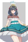  a.nori absurdres aztec dress eyeliner facepaint fate/grand_order fate_(series) highres makeup mexican_dress multicolored_hair off_shoulder short_hair skirt solo tenochtitlan_(fate) 