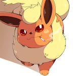  absurdres animal_focus cigarette flareon fluffy highres mouth_hold no_humans orange_fur pokemon pokemon_(creature) red_eyes simple_background smoke smoking smug solo tatu_wani white_background yellow_fur 