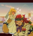 1boy 1girl blonde_hair bowser cleavage couple female hetero interspecies princess_peach redhead super_mario_bros. wedding