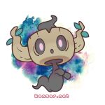  :o canczar ghost ghost_tail leaf no_fingers no_humans open_mouth phantump pink_eyes pokemon pokemon_(creature) solid_oval_eyes solo tree_stump white_background 