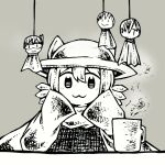  1other :3 androgynous animal_ears cat_ears co8 coffee hat monochrome niko_(oneshot) oneshot_(game) scarf smile teruterubouzu tunic 