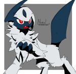  absol claws fang horns kurosame_haiki no_humans open_mouth pokemon pokemon_(creature) red_eyes white_fur 
