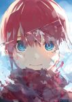  1girl absurdres ayauchi blue_eyes close-up closed_mouth go-toubun_no_hanayome highres ice looking_at_viewer nakano_ichika red_scarf redhead scarf short_hair solo transparent 