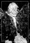  1boy arthropod_boy butterfly_wings crown diamond_hairband fate/grand_order fate_(series) from_behind grey_hair greyscale highres insect_wings male_focus medium_hair monochrome oberon_(fate) solo surume_(su1193) upper_body wings 