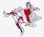  animal_ears bad_id bad_twitter_id belt gloves gold_ship_(umamusume) hair_ornament hattori_masahiko high_heels horse_ears horse_girl horse_tail long_hair purple_belt red_eyes red_shirt shirt star_(symbol) tail umamusume white_gloves white_hair 