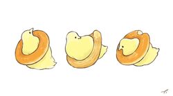  animal_focus bagel bird dated_commentary doughnut food food_focus highres no_humans original signature simple_background terao_(omelettera) white_background 