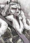  1boy beard crown facial_hair fire_emblem fire_emblem_fates fur_trim garon_(fire_emblem) king momoge_huto old old_man portrait solo two-tone_beard white_hair 