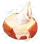  danish_pastry food food_focus no_humans original shiro-noir signature simple_background sparkle still_life torianco3 whipped_cream white_background 