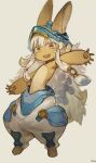  1other absurdres animal_ears full_body furry helmet highres horizontal_pupils made_in_abyss nanachi_(made_in_abyss) open_mouth other_focus p_(pm_611a) solo whiskers white_hair 