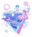  3girls absurdres barefoot blue_hair en_0410 goggles heart highres multiple_girls pool purple_hair ranma-chan ranma_1/2 redhead shampoo_(ranma_1/2) short_hair sitting swimsuit tendou_akane triangle water 