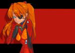  1girl absurdres blue_eyes bodysuit breasts evangelion:_3.0_you_can_(not)_redo eyelashes eyepatch frown hairpods highres long_hair medium_breasts neon_genesis_evangelion orange_hair plugsuit rebuild_of_evangelion red_bodysuit solo souryuu_asuka_langley twintails zukachonpa 