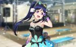 blue_hair dress long_hair love_live!_school_idol_festival_2 love_live!_sunshine!! matsuura_kanan ponytail smile violet_eyes