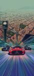  2boys absurdres andrew_mytro barcelona car formula_one george_russell helmet highres lewis_hamilton light_trail mercedes-benz mercedes-benz_amg_gt motion_blur motor_vehicle multiple_boys official_art promotional_art race_vehicle racecar real_life tree vehicle_focus 