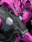  assault_visor black_background dilanza_guel_custom from_side gundam gundam_suisei_no_majo highres horns mecha mecha_focus mechanical_parts mobile_suit no_humans orrdriver robot science_fiction simple_background single_horn solo upper_body 