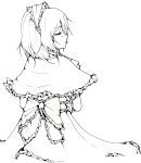  1girl alice_margatroid alluno closed_eyes closed_mouth dress frills greyscale highres looking_to_the_side medium_hair monochrome ribbon-trimmed_dress solo too_many too_many_frills touhou white_background 