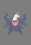  absurdres blue_eyes blue_sclera bottomless claws collar colored_sclera darkrai floating highres long_hair non-web_source pokemon pokemon_(creature) signature simple_background skirt slit_pupils smoking spiked_collar spikes tendril white_hair 