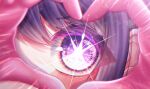  1girl blurry chromatic_aberration close-up commentary_request depth_of_field eye_focus eyelashes gloves hair_between_eyes heart heart_hands highres hoshino_ai_(oshi_no_ko) light_particles looking_at_viewer oshi_no_ko partial_commentary pink_gloves purple_hair roco_(roco_1170) shadow sidelocks solo star-shaped_pupils star_(symbol) symbol-shaped_pupils violet_eyes 