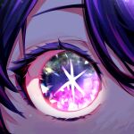  1girl absurdres close-up commentary eye_focus eyelashes hair_between_eyes highres hoshino_ai_(oshi_no_ko) light_particles looking_at_viewer multicolored_eyes multicolored_hair oshi_no_ko pink_eyes pink_hair purple_hair raven_mido shadow solo star-shaped_pupils star_(symbol) streaked_hair symbol-shaped_pupils variant_set violet_eyes 