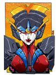  1girl armor blue_eyes breasts highres humanoid_robot inker-guy medium_breasts red_lips robot shoulder_armor solo the_transformers_(idw) transformers upper_body windblade 