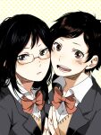  2girls black_hair glasses haikyuu!! michimiya_yui multiple_girls pakkaane school_uniform shimizu_kiyoko 