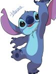  artist_name blue_fur harara_mk2 highres lilo_&amp;_stitch looking_at_viewer no_humans open_mouth red_footwear simple_background solo stitch_(lilo_&amp;_stitch) white_background 