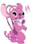  ! !! absurdres angel_(lilo_&amp;_stitch) experiment_(lilo_and_stitch) full_body highres lilo_&amp;_stitch looking_at_viewer no_humans open_mouth pink_fur simple_background solo white_background wugi 