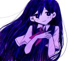  1girl black_hair black_shirt blush expandmari highres mari_(omori) omori red_ribbon ribbon shirt smile 