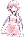  1girl animal_ears arms_behind_back bird_ears bird_wings blush brown_dress cowboy_shot dress looking_at_viewer mystia_lorelei parted_lips pink_hair rangycrow short_hair simple_background sketch solo touhou white_background white_wings wings 