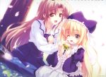  2girls blonde_hair brown_hair cake hozumi_sayaka kusukusu tagme wreathlit_noel yoake_mae_yori_ruriiro_na 