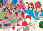  bag bikini blonde_hair blue_eyes blush food food_themed_clothes fruit glasses highres ichigo_mashimaro innertube itoh_chika itou_chika long_hair matsuoka_miu ribbon sakai_kyuuta sakuragi_matsuri strawberry swimsuit swimsuit twintails 