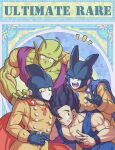  4boys :d ^_^ antennae arm_around_shoulder belt biceps black_belt black_hair black_nails black_wristband blue_cape blush buttons cape closed_eyes closed_mouth collarbone colored_sclera colored_skin commentary_request double-breasted dougi dragon_ball dragon_ball_super dragon_ball_super_super_hero fang fingernails gamma_1 gamma_2 green_skin grey_skin grin hand_on_another&#039;s_shoulder hand_up highres jacket koukyouji long_sleeves looking_at_viewer male_focus multiple_boys muscular muscular_male namekian notice_lines one_eye_closed open_mouth pants pectorals piccolo pointy_ears red_cape red_sash round_teeth sash sleeve_cuffs smile son_gohan spiky_hair teeth tongue w wide-eyed wristband yellow_jacket yellow_pants yellow_sclera 