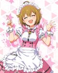  1girl ^_^ ahoge apron blonde_hair closed_eyes frilled_apron frills ibuki_tsubasa idolmaster idolmaster_million_live! idolmaster_million_live!_theater_days maid maid_headdress official_art open_mouth short_hair short_sleeves smile 