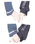  2girls blue_archive disembodied_limb hand_focus heart holding_hands kazusa_(blue_archive) long_sleeves maikuro multiple_girls reisa_(blue_archive) simple_background sleeves_past_wrists white_background yuri 
