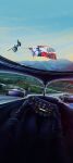  absurdres aircraft andrew_mytro austria car clouds driving english_commentary flying formula_one helicopter highres mercedes-benz motor_vehicle mountain official_art pov race_vehicle racecar racetrack real_life real_world_location red_bull_ring sky vehicle_interior 