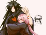 1girl 2boys black_hair brothers couple female haruno_sakura male naruto naruto_(series) naruto_shippuuden pink_hair uchiha_izuna uchiha_madara