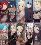  4boys 6+girls ahoge armor arthur_(fire_emblem) blonde_hair blue_hood charlotte_(fire_emblem) eyepatch fire_emblem fire_emblem_fates flower hair_flower hair_ornament hayashishikaku5 headband hood hood_up keaton_(fire_emblem) long_hair looking_at_viewer mozu_(fire_emblem) multiple_boys multiple_girls niles_(fire_emblem) nyx_(fire_emblem) peri_(fire_emblem) selena_(fire_emblem_fates) silas_(fire_emblem) 