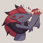  advos closed_eyes disembodied_limb from_side headpat heart holding_another&#039;s_wrist pokemon pokemon_(creature) simple_background smile upper_body zoroark 
