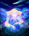 closed_eyes closed_mouth clouds commentary_request full_body highres jirachi night no_humans outdoors pokemon pokemon_(creature) signature sky uyumaru_art watermark 