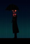  1other clock dante_(limbus_company) dark fire highres holding holding_umbrella imgyedu limbus_company necktie project_moon rain raincoat solo umbrella 