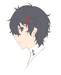  1boy absurdres amamiya_ren black_eyes black_hair closed_mouth hair_between_eyes hair_ornament hairclip highres looking_at_viewer looking_to_the_side persona persona_5 short_hair simple_background sketch smile solo tsubsa_syaoin white_background 
