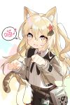  absurdres animal_ears blonde_hair brown_eyes cat_ears cat_girl cat_tail highres jacket long_hair looking_at_viewer saru tail 