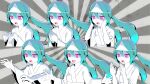  absurdres aqua_hair candle colored_sclera colored_skin ghost grey_sclera hatsune_miku highres japanese_clothes kimono long_hair looking_at_viewer low_twintails multiple_persona obake_no_ukenerai_(vocaloid) obi open_mouth pink_eyes pinocchio-p sash skirt twintails very_long_hair vocaloid white_kimono white_skirt 