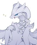  blue_eyes liteee looking_at_viewer no_humans open_mouth pokemon pokemon_(creature) reshiram simple_background solo upper_body white_background 
