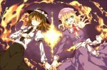  bad_id closed_eyes fire hat lying maribel_hearn multiple_girls necktie outstretched_arm outstretched_hand reaching shiina_aya sleeping touhou usami_renko 