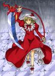  altrouge blonde_hair dress elly polearm scythe solo touhou touhou_(pc-98) traditional_media weapon yellow_eyes 