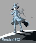  acoustic_guitar back blue grey guitar hat instrument kurauma_nami monochrome moomin oldschool pants snufkin spot_color standing wind 